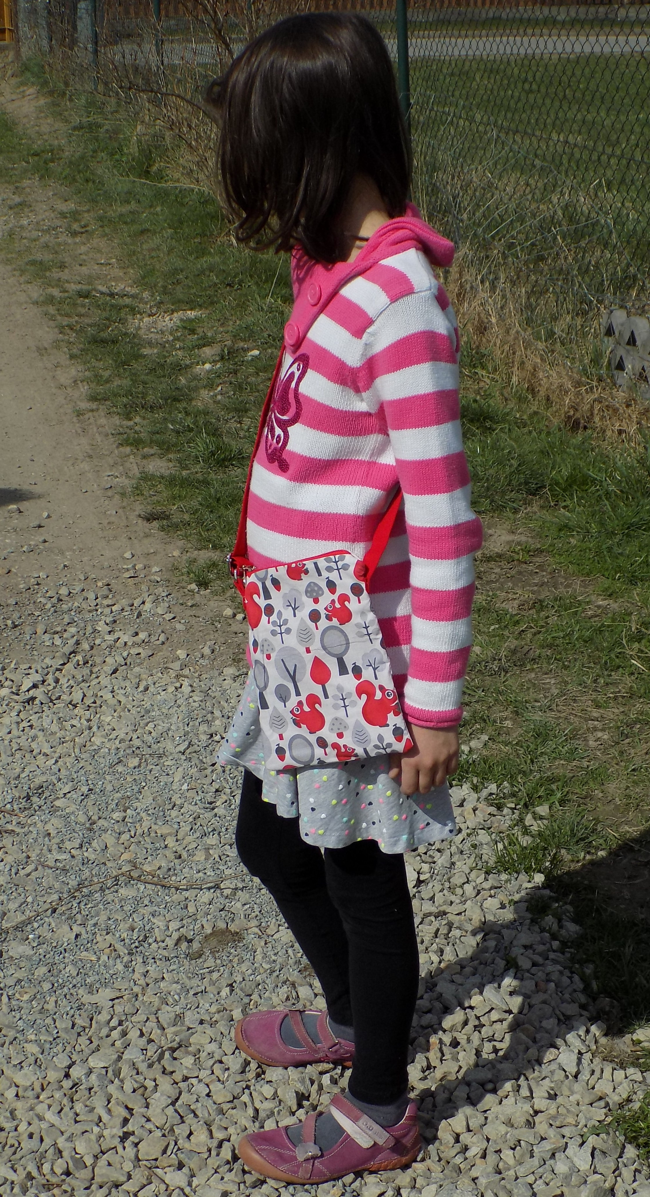 Dětská kabelka ze šátku - červení sloni