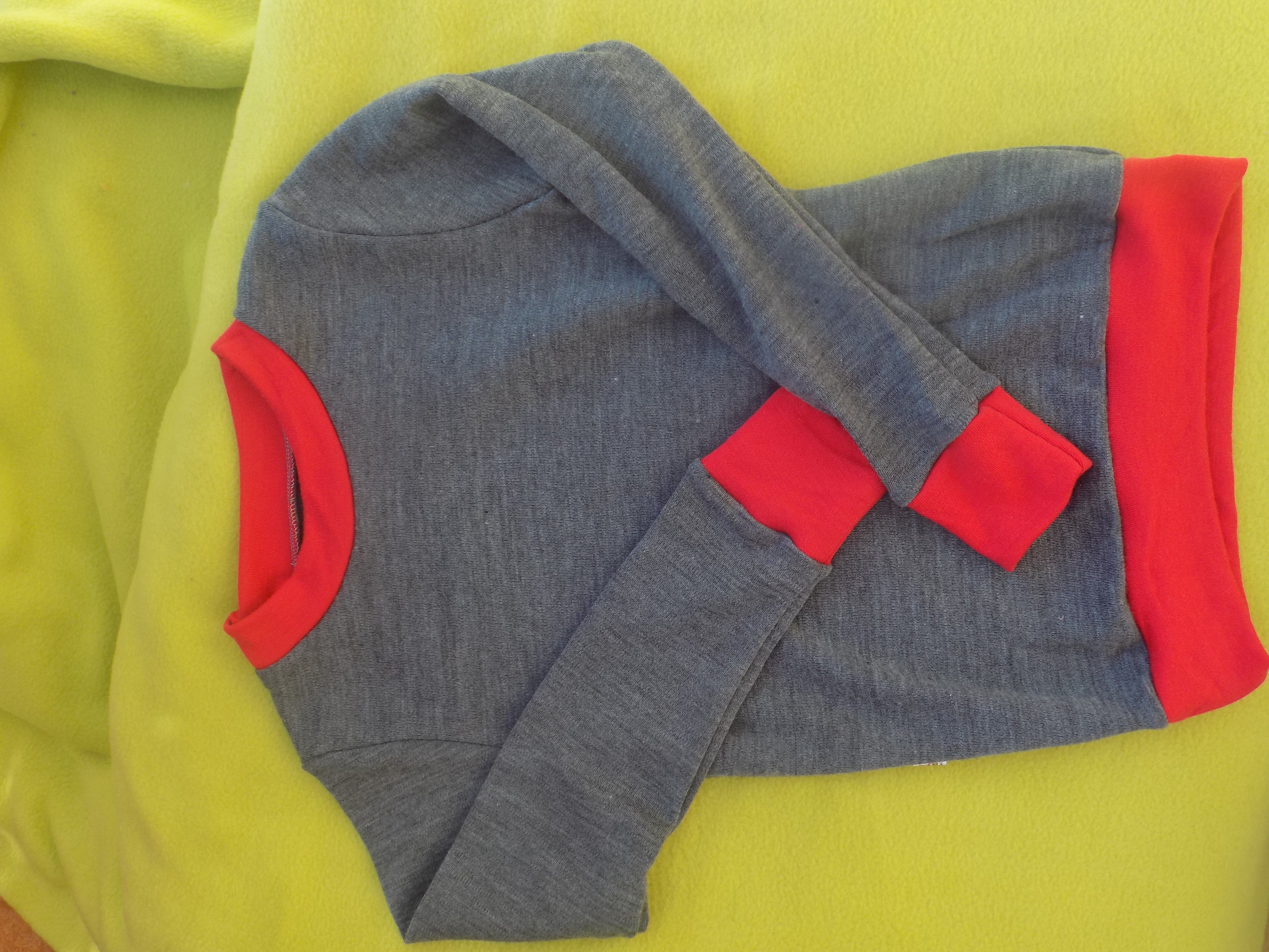 Merino tričko/triko rostoucí silné- šedá+barevné lemy