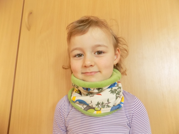 dětský nákrčník dvojitý  - ptáci + zelená