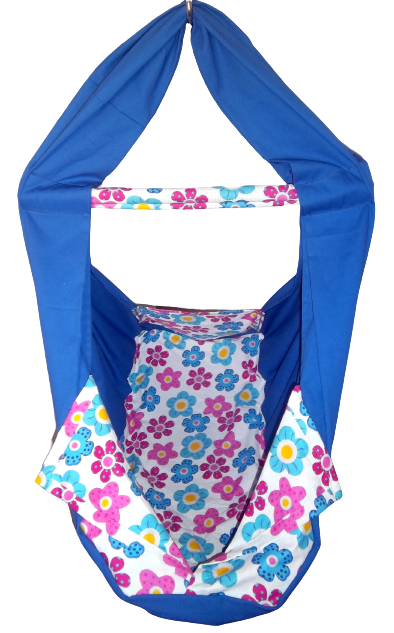Hačka Tiki-Mechulka pro batolata - uzavíratelná; modrá + kytky