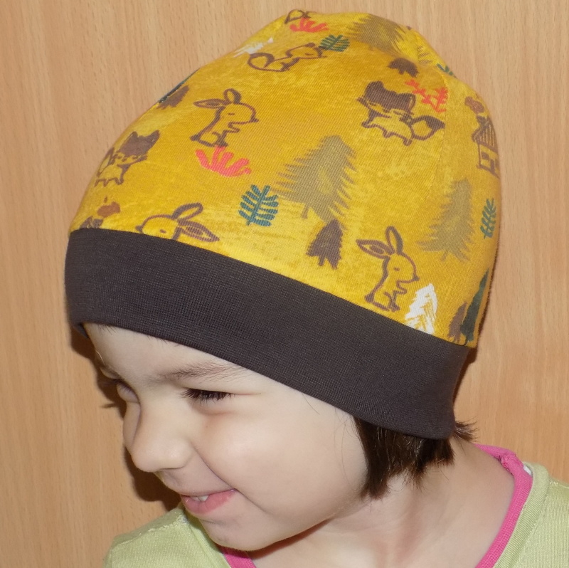 Bavlněná čepička/čepice zvířátka na okrové