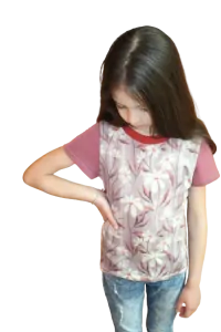 Merino tričko krátký rukáv kopretiny + levandulová