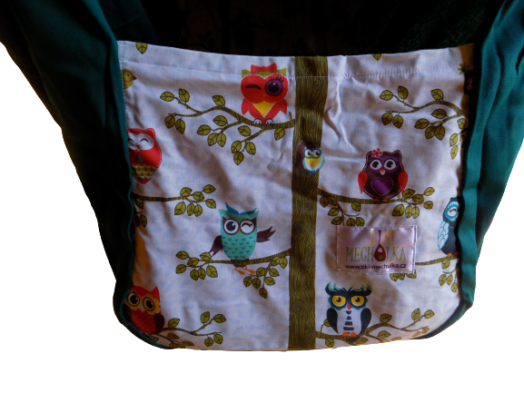 Hačka Tiki-Mechulka pro batolata - uzavíratelná; zelená + sovy na větvi