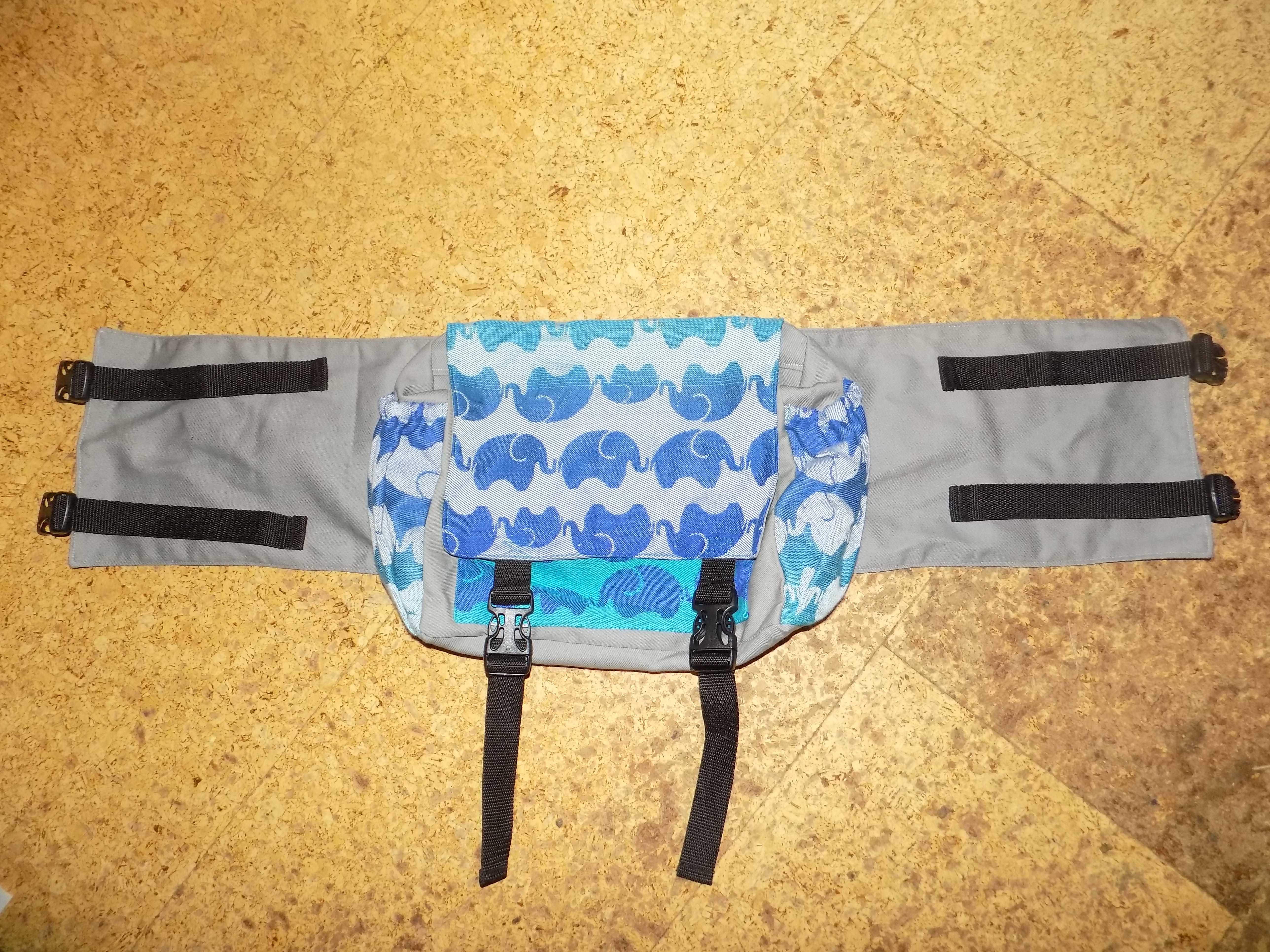 Taštička kolem pasu - šedá + Yaro Elephants Aqua Grad