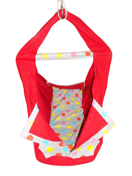 Hačka Tiki-Mechulka pro batolata - uzavíratelná; červená + barevné puntíky