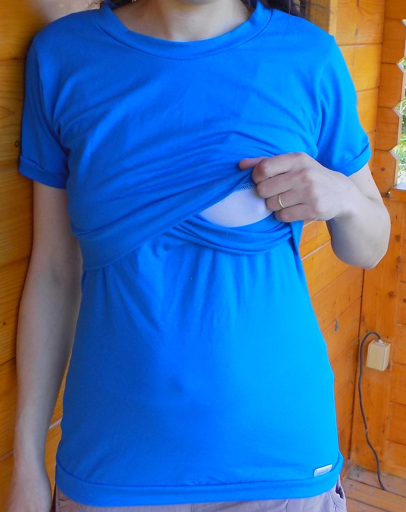 Kojící triko, tričko - tyrkysové M