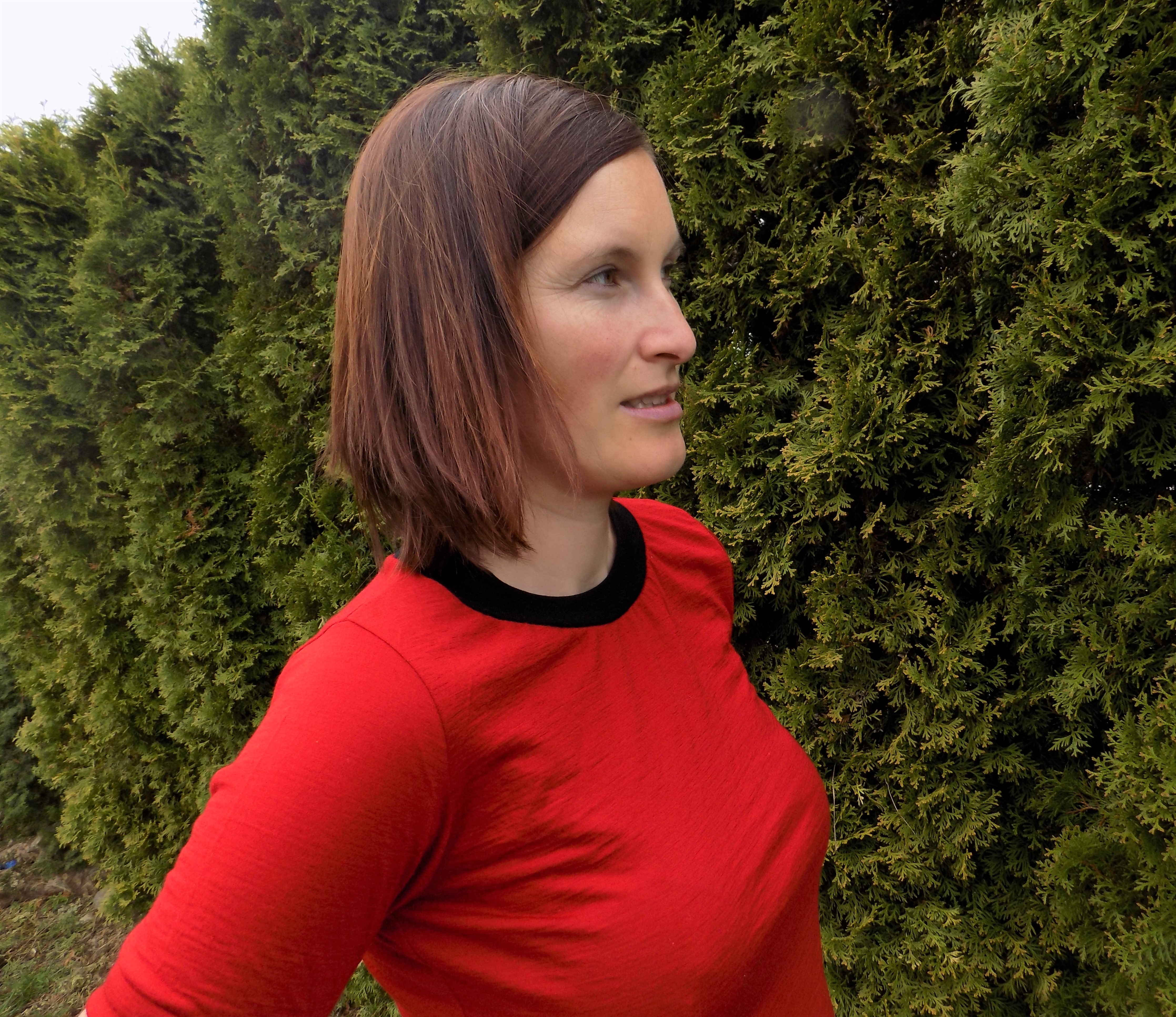 Dámské tričko - merino tenké červené, kr. rukáv