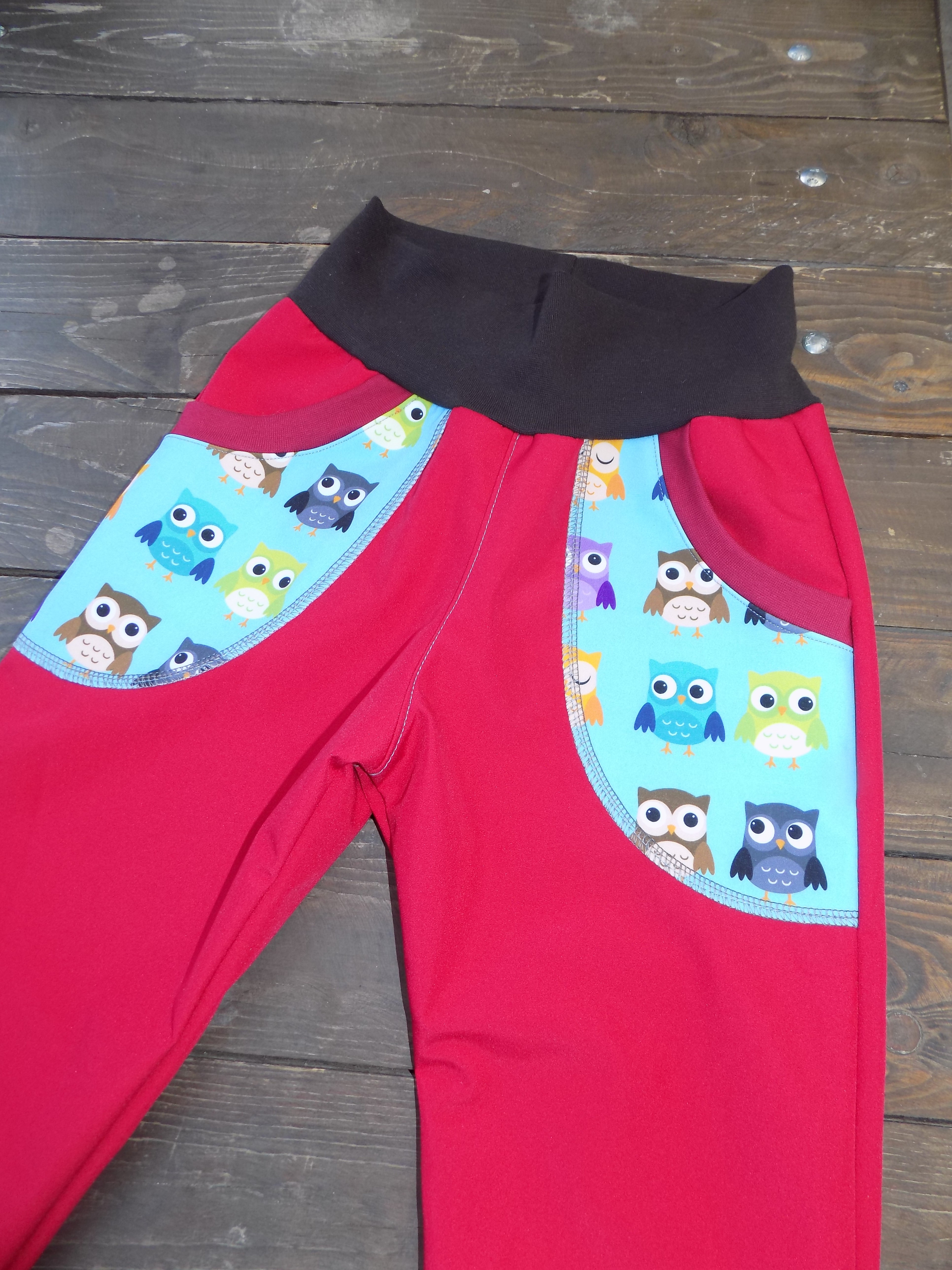 Kalhoty softshellové -tenké - červené s kapsami