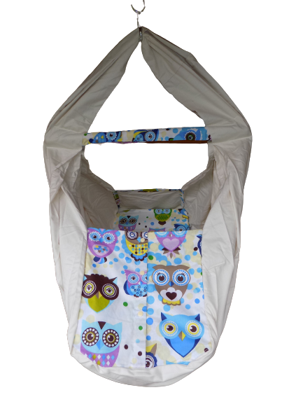 Hačka Tiki-Mechulka pro batolata - uzavíratelná; režná + velké sovy