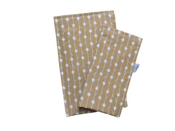 Svačinový pytlík - kytky béžové 17x27 cm