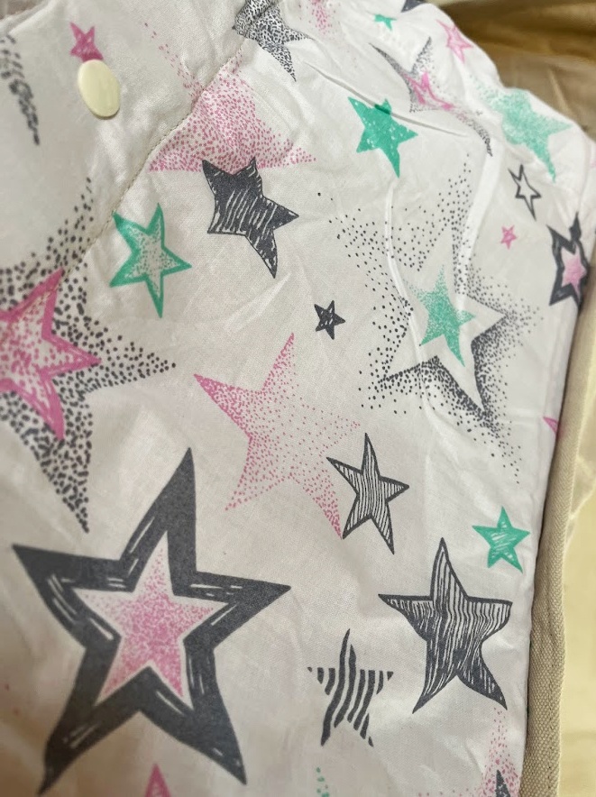 Hačka Tiki-Mechulka XXL - nosnější, uzavíratelná; velké hvězdy na režné