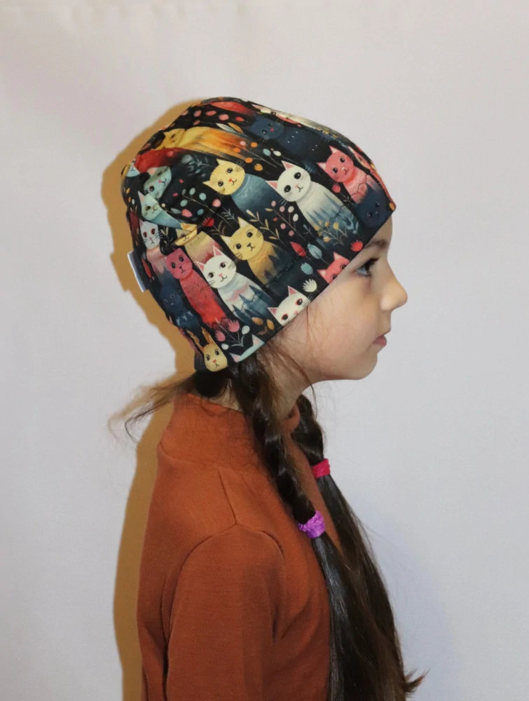 Merino čepice - kočky