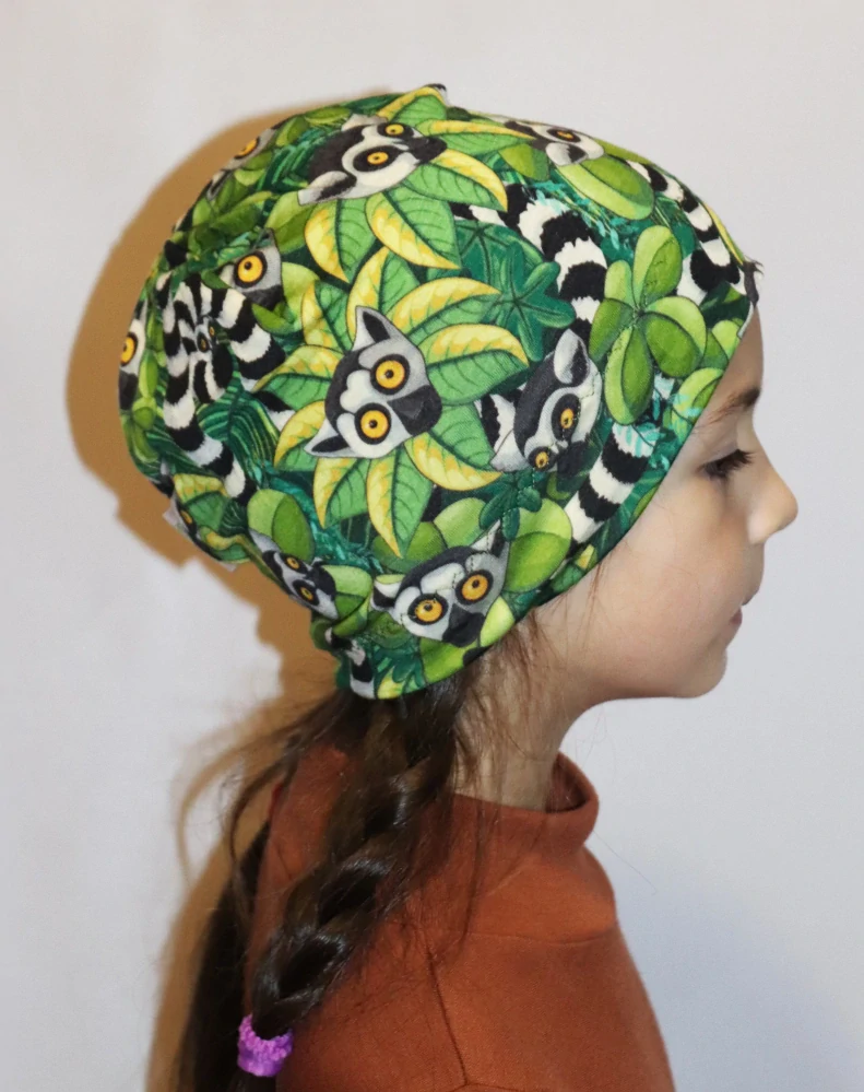 Merino čepice dvojitá - lemuři