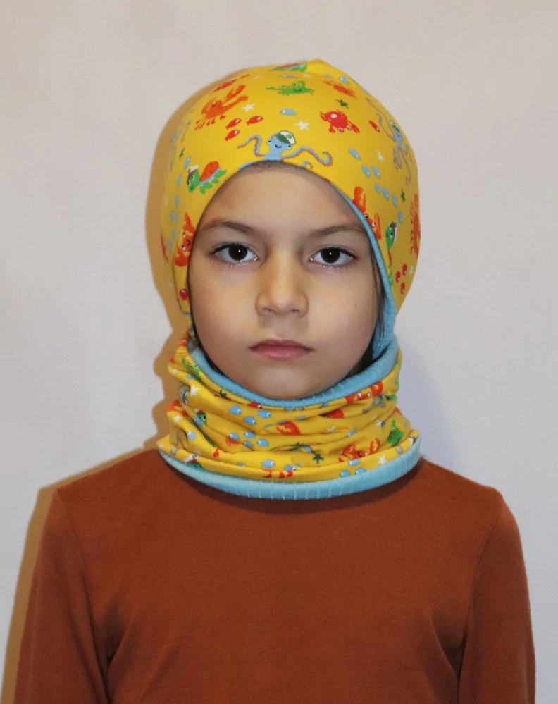 SET čepice a nákrčník - žluté moře