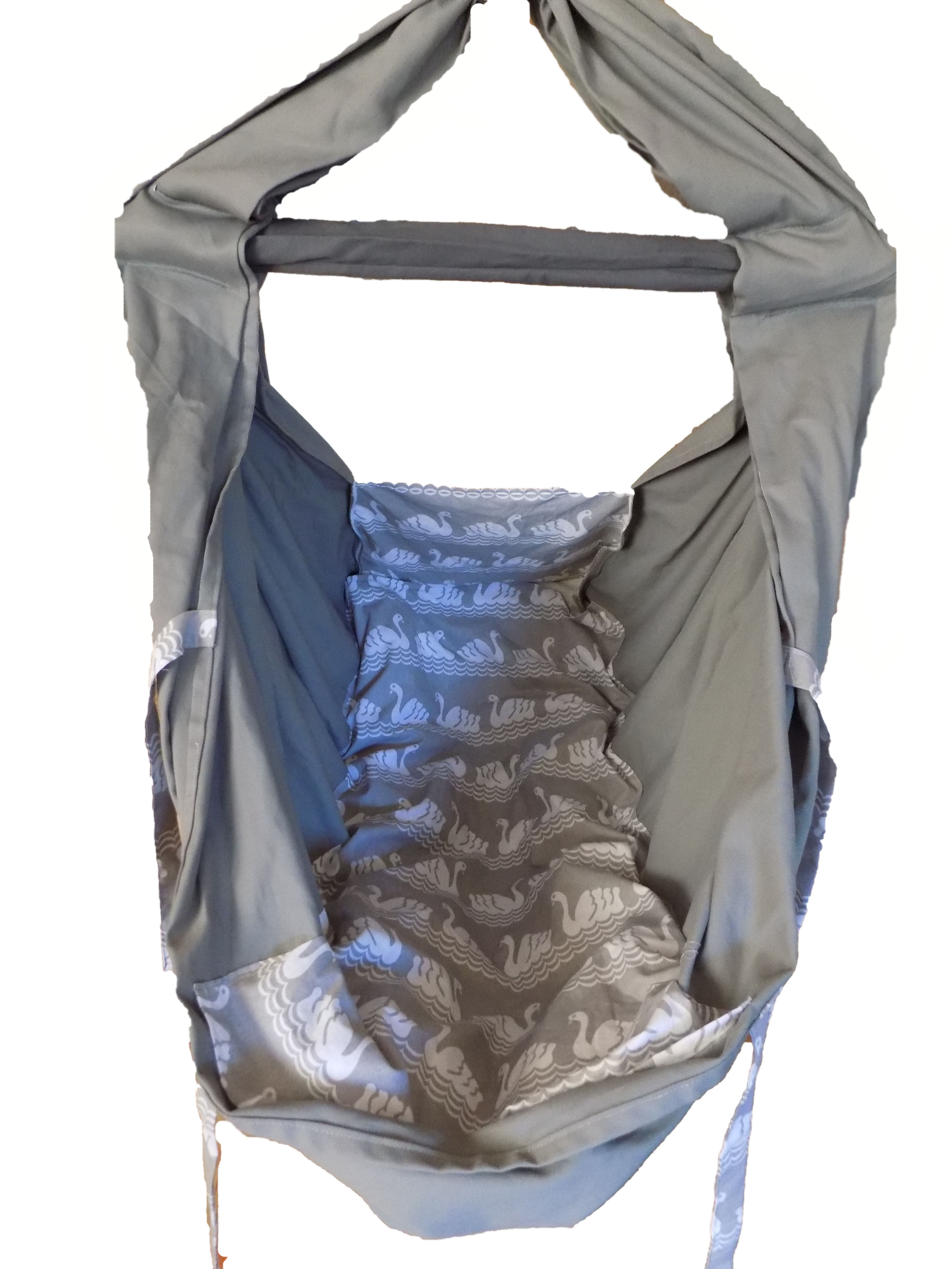 Hačka Tiki-Mechulka (miminko)  - tkanice; šedá + labutě šedé