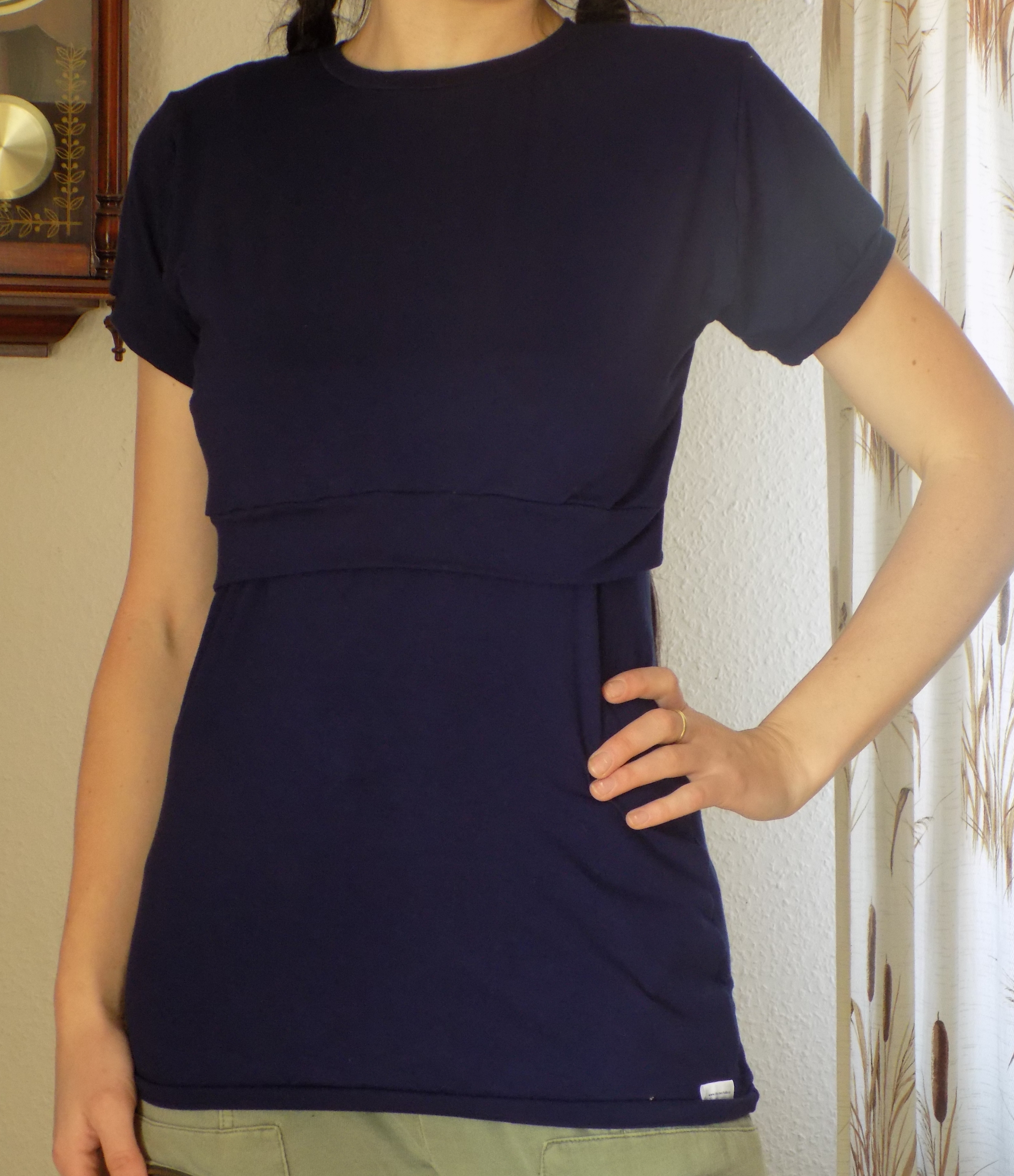 Kojící tričko - bavlna - tm. modré, kr. ruk., vel XL