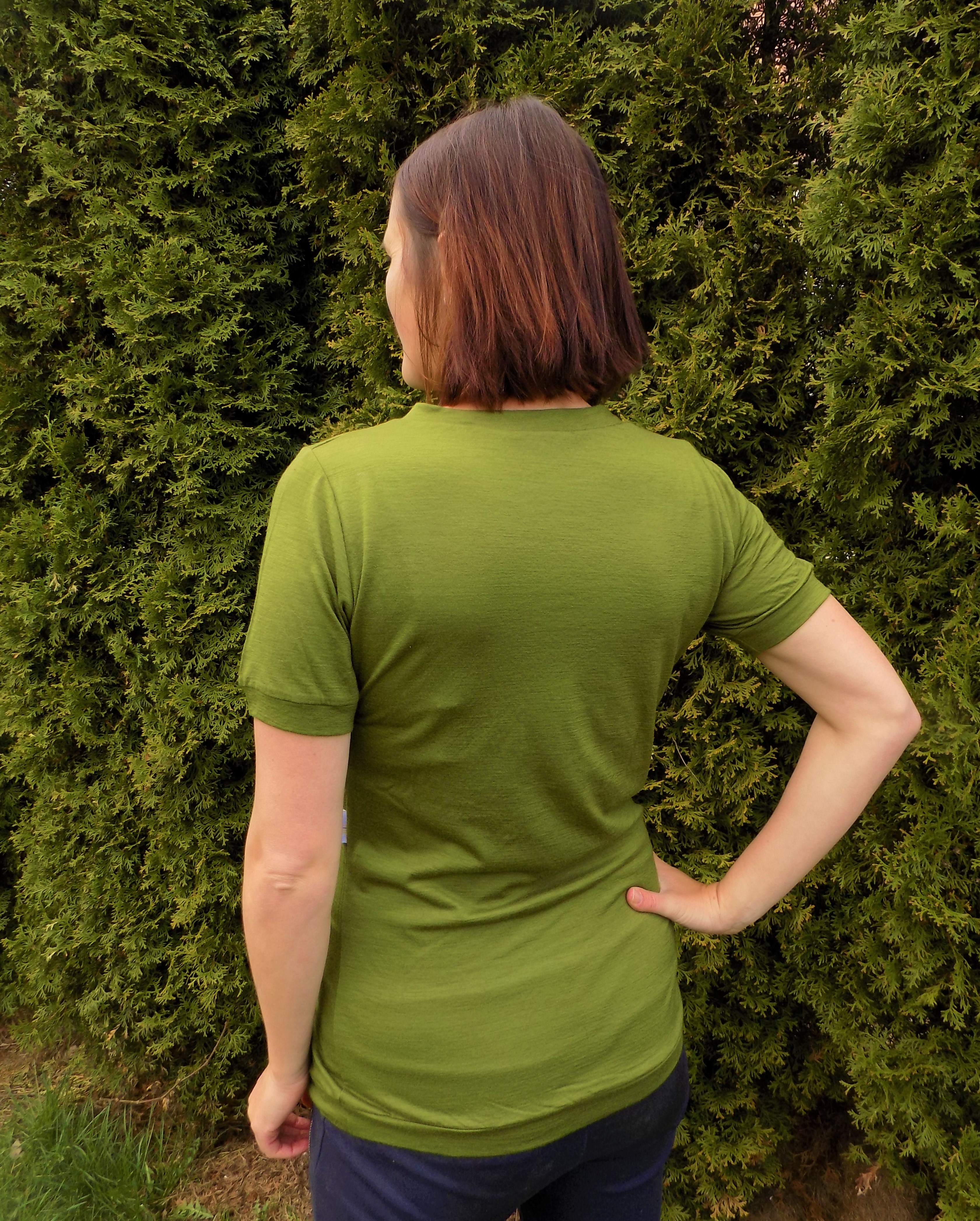 Dámské tričko - merino tenké břečťan, kr. rukáv