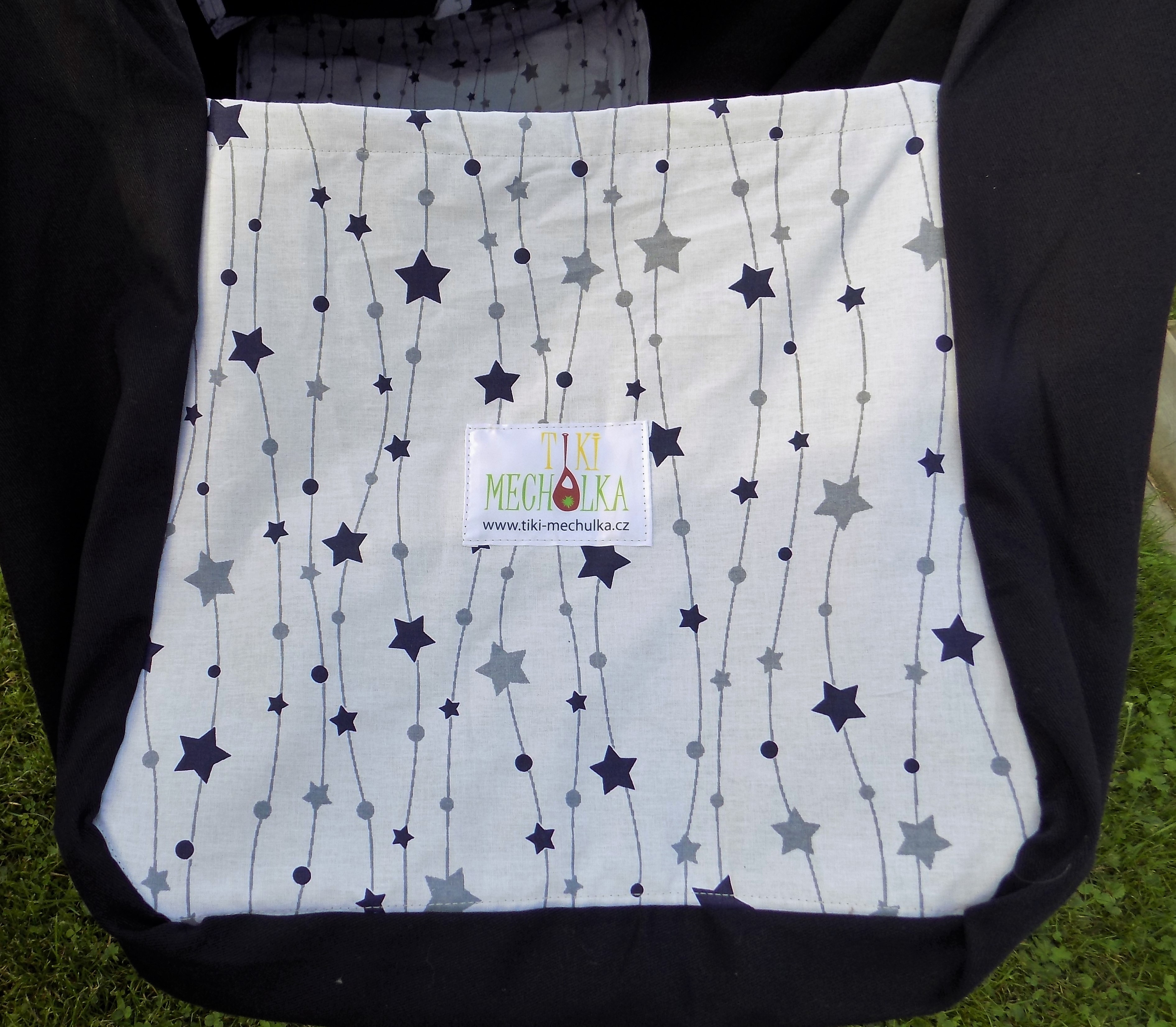 Hačka Tiki-Mechulka (miminko)  - uzavíratelná; černá + hězdy na šňůrce