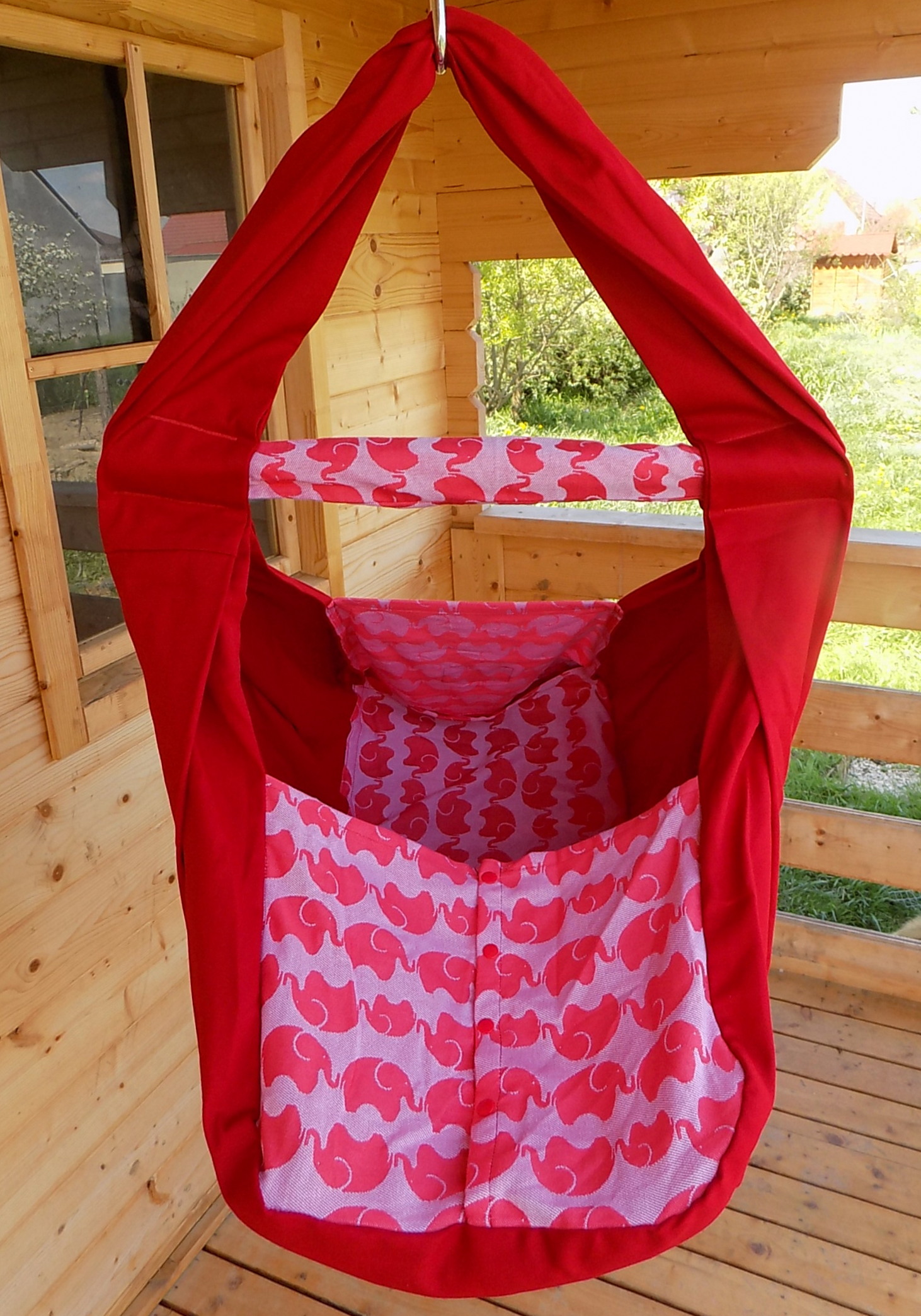 Hačka Tiki-Mechulka XXL - do 35 kg, uzavíratelná, režná se šátkovinou, NA PŘÁNÍ