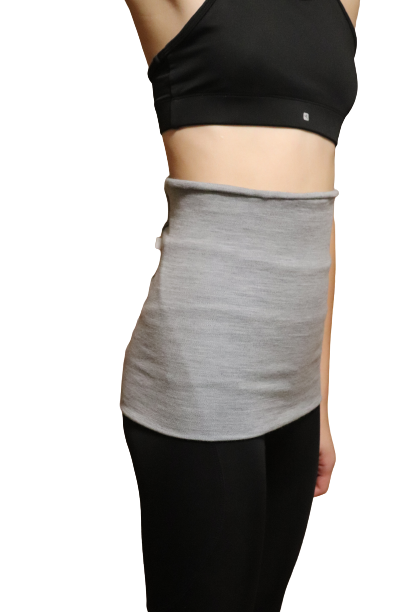 Merino bederní (ledvinový) pás, rovný dvoubarevný - černá + šedá