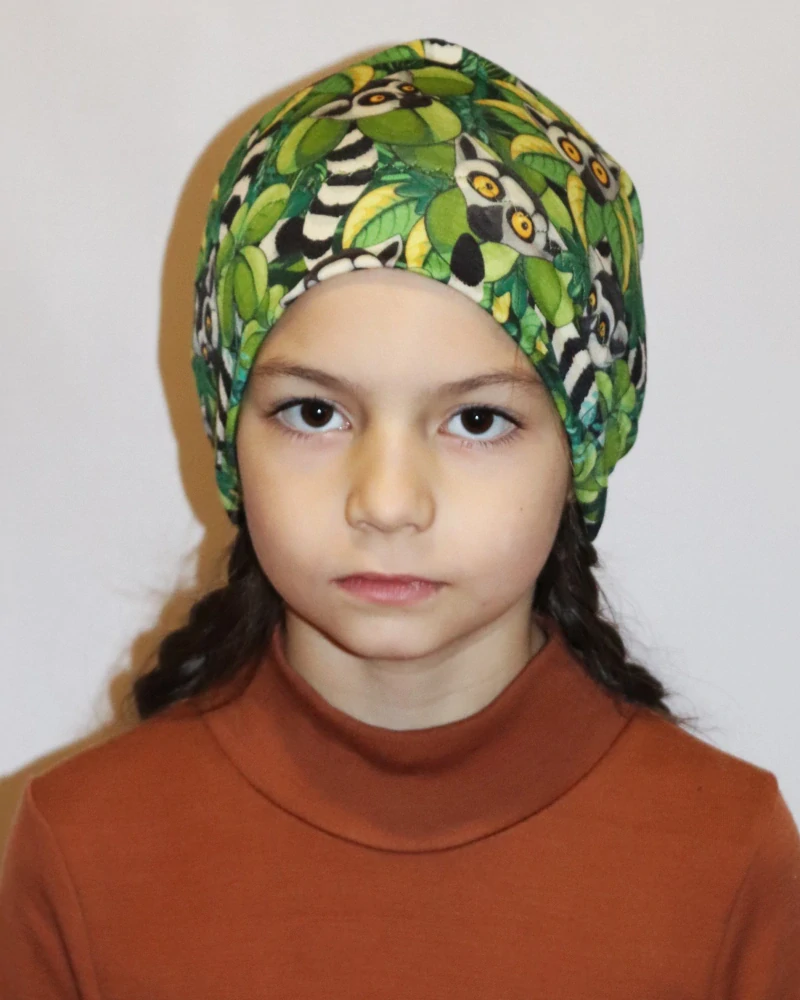 Merino čepice dvojitá - lemuři