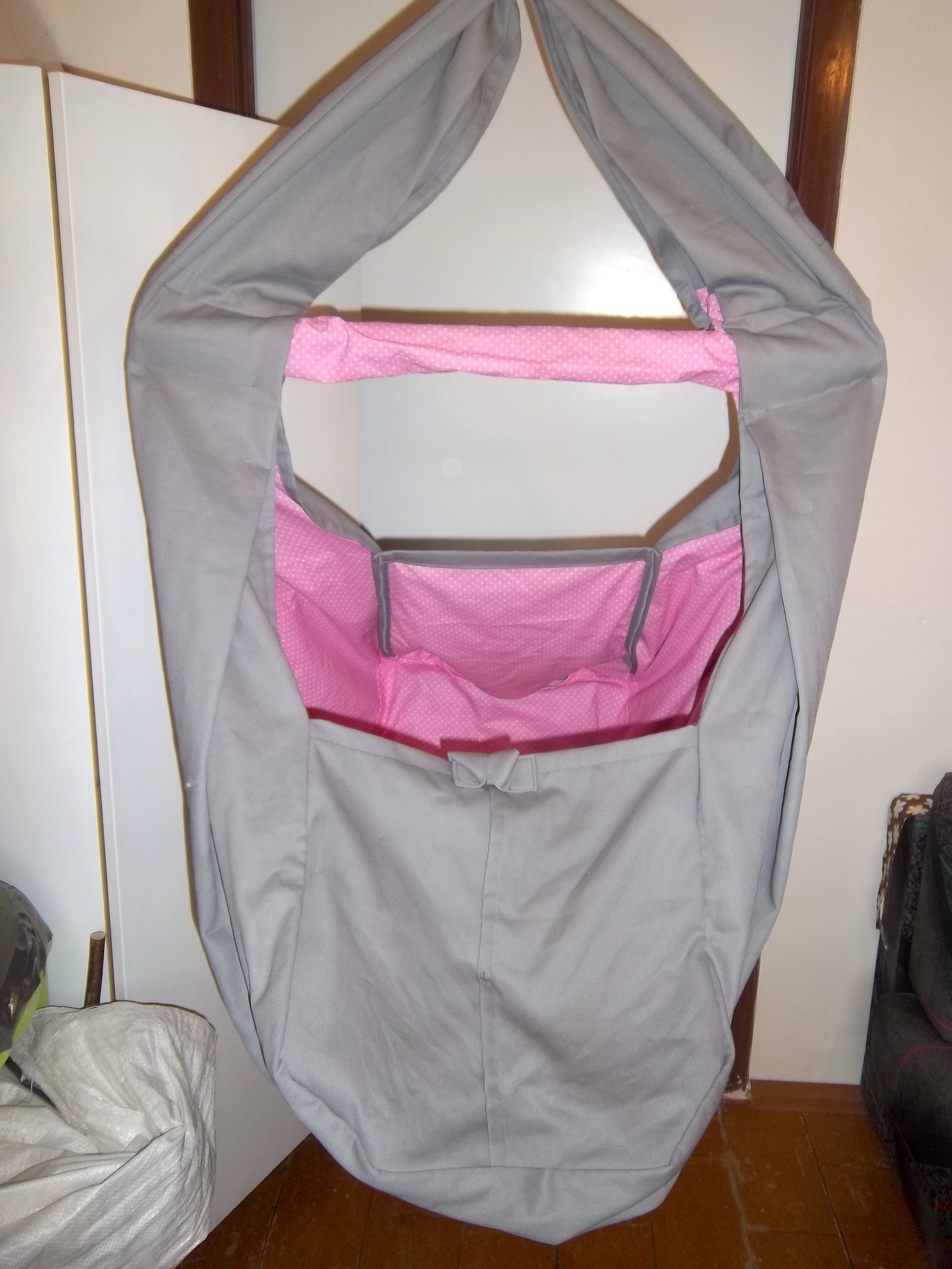 Hačka Tiki-Mechulka pro batolata, dvojitá – uzavíratelná; šedá+ růžová