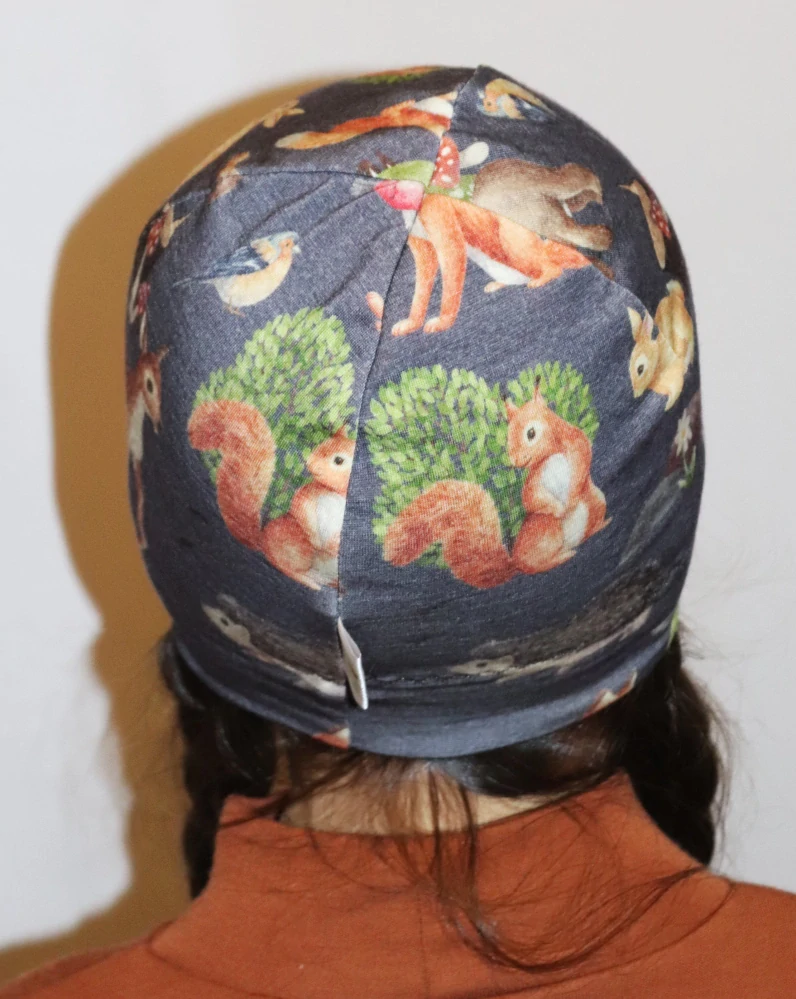 Merino čepice dvojitá - zvířátka na jeans