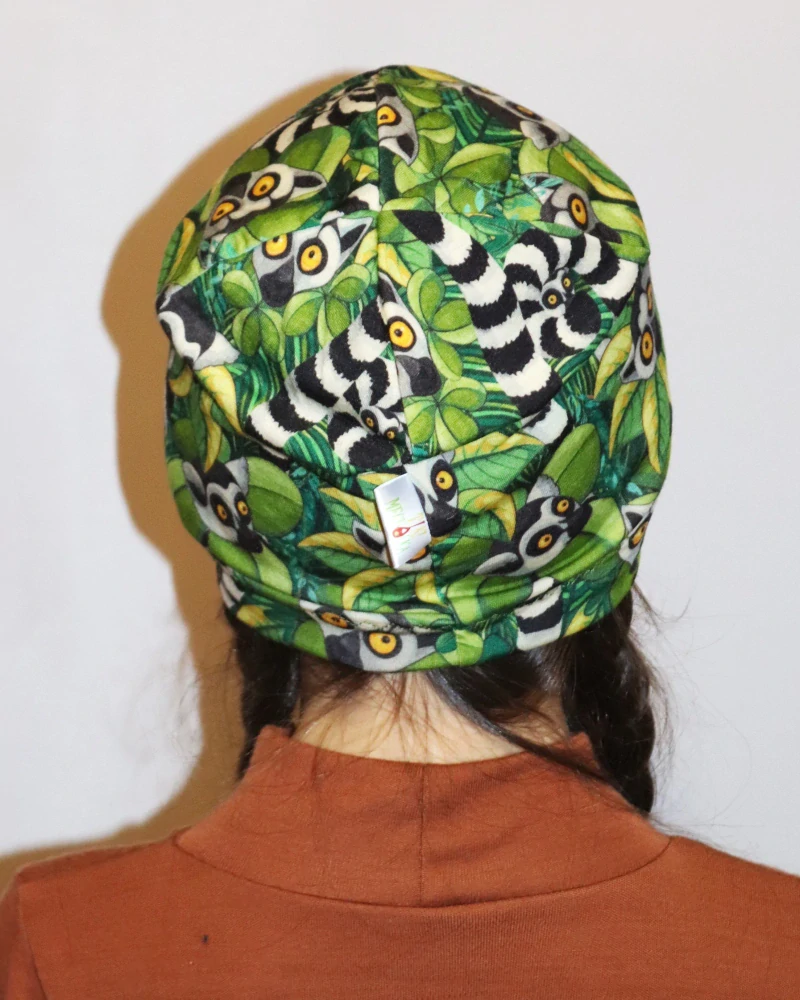 Merino čepice dvojitá - lemuři