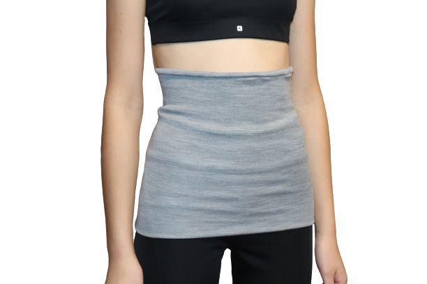 Merino bederní (ledvinový) pás, rovný dvoubarevný - černá + šedá