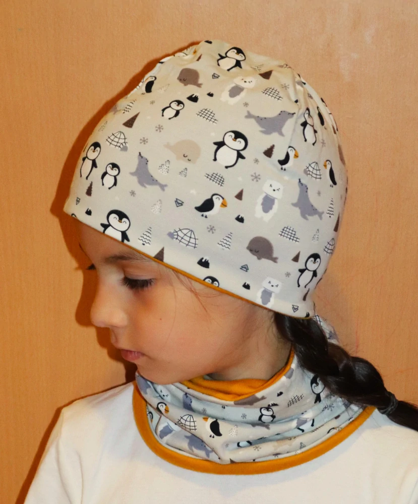 SET čepice a nákrčník - tučňák