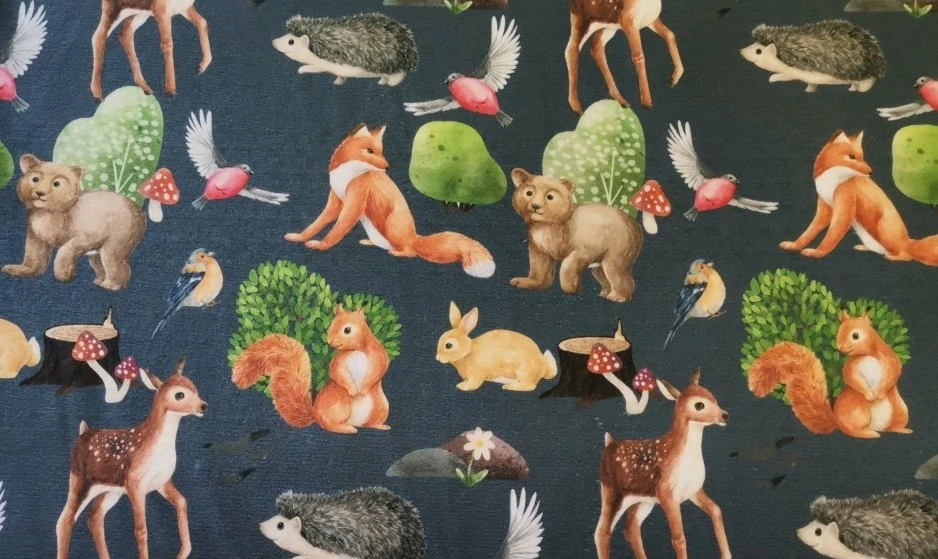 Merino čepice dvojitá - zvířátka na jeans