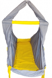 Hačka Tiki-Mechulka pro batolata - tkanice; šedá + žlutá