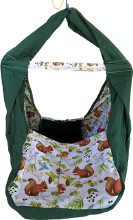 Hačka Tiki-Mechulka XXL - dvojitá, veverky na zelené