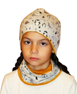 SET čepice a nákrčník - tučňák