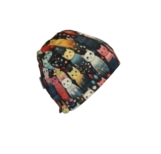 Merino čepice dvojitá - kočky