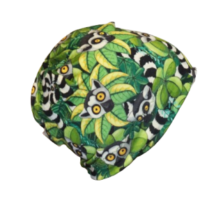 Merino čepice dvojitá - lemuři